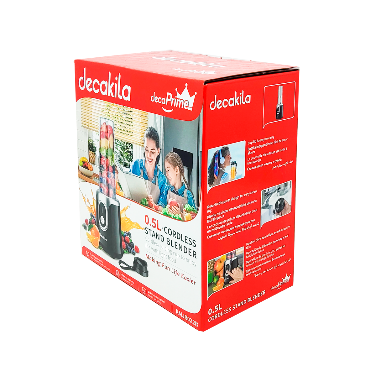 Licuadora Personal 500 ml Inalámbrica Negra Decakila KMJB022B (Caja con 8 Piezas)