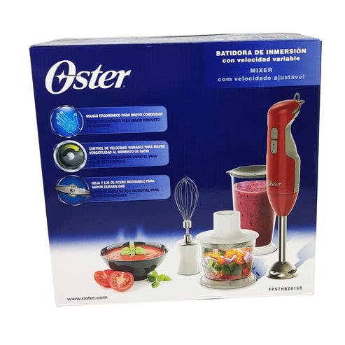 Batidora de Inmersión 2 Velocidades con Accesorios Rojo Oster FPSTHB2615R-013