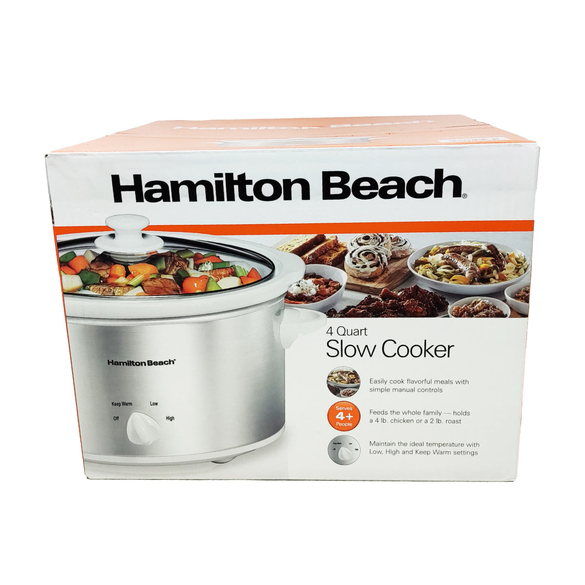 Olla Eléctrica de Cocción Lenta con Tapa de Vidrio Plata Hamilton Beach 33140