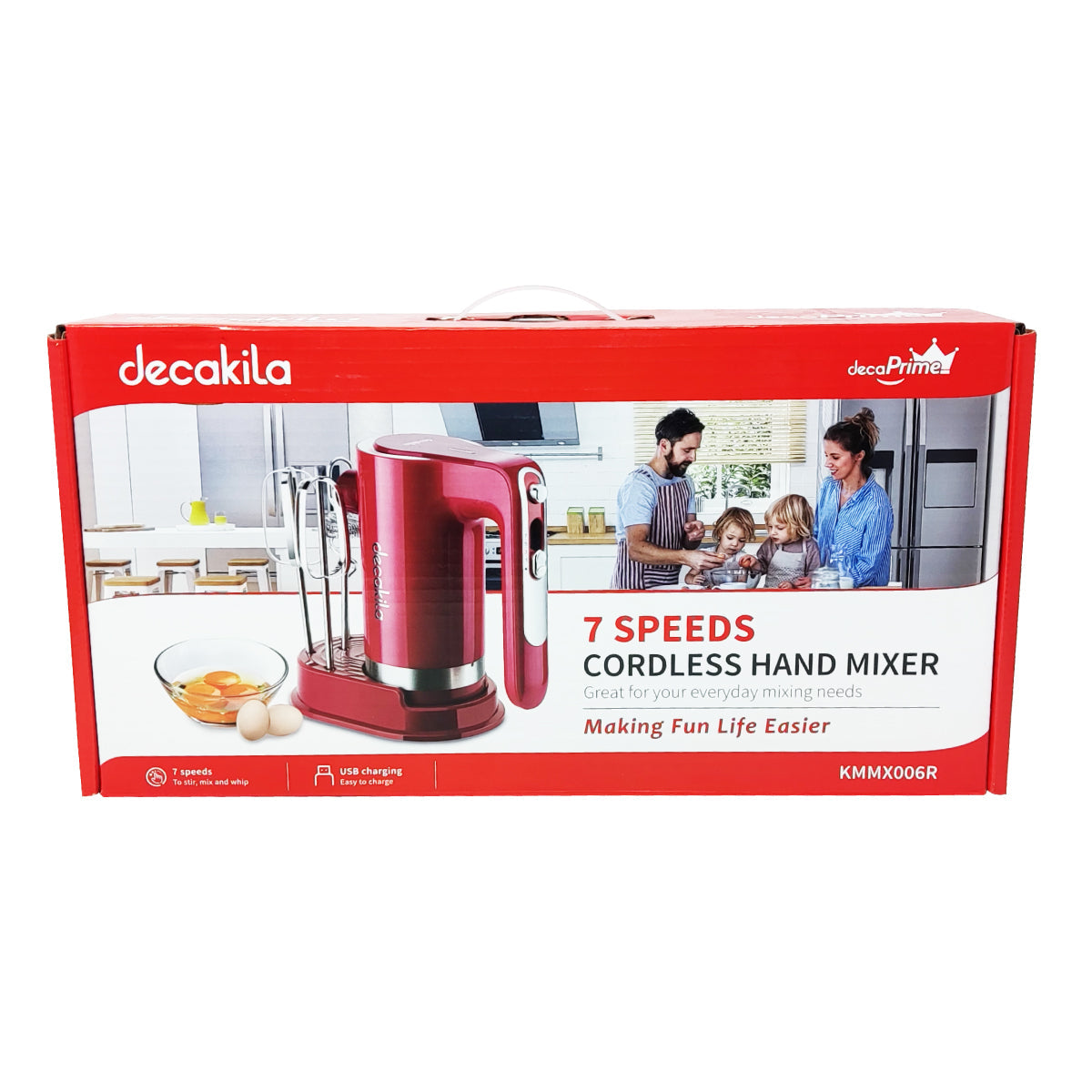 Batidora de Mano 7 Velocidades con Accesorios Inalámbrica Roja Decakila KMMX006R