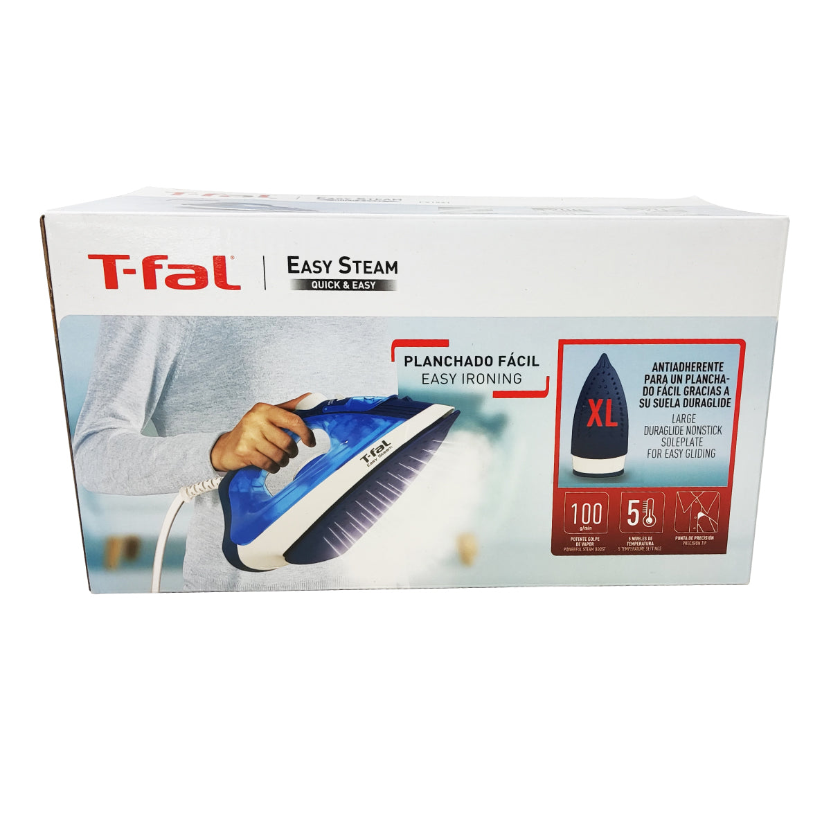 Plancha De Vapor Suela de Cerámica Easy Steam Azul T-Fal FV1941X0