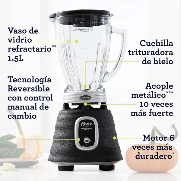 Licuadora 1 Velocidad + Pulso Vaso De Vidrio Negra Oster BLSTBPST-013 (2114099)