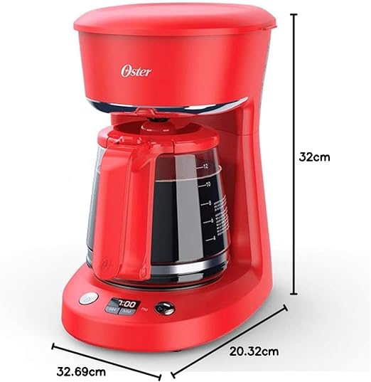 Cafetera Programable 12 Tazas Filtro Permanente Rojo Oster BVSTDCP12R-013 (2118214)