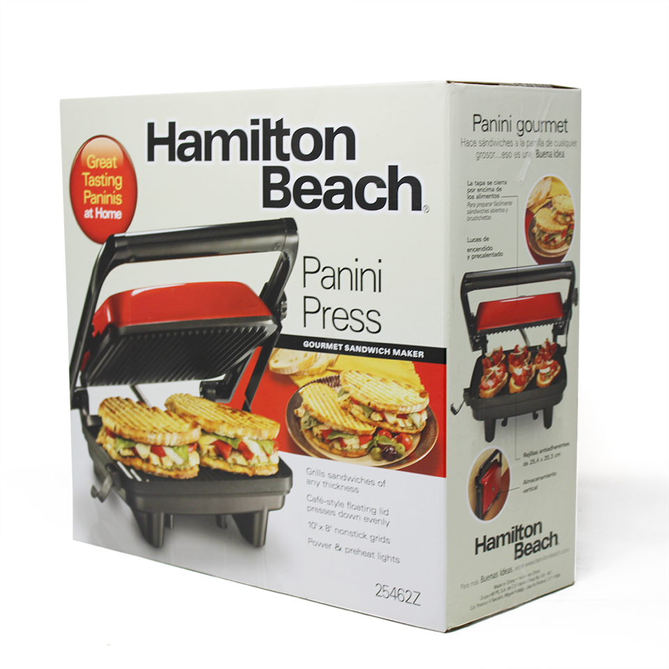 Paninera Parrilla para Panini Press Gourmet Roja Hamilton Beach 25462