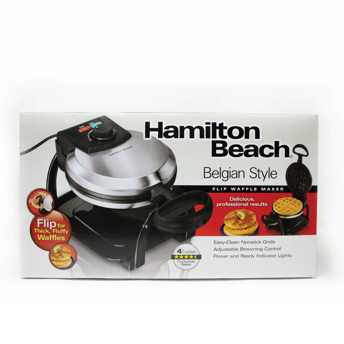 Waflera Rotatoria con Antiadherente de Acero Inoxidable Hamilton Beach 26010R