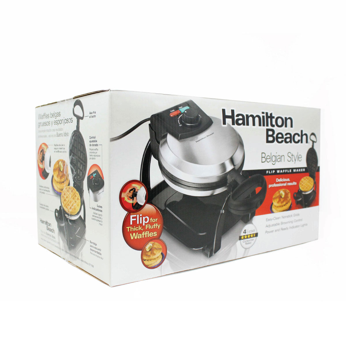 Waflera Rotatoria con Antiadherente de Acero Inoxidable Hamilton Beach 26010R