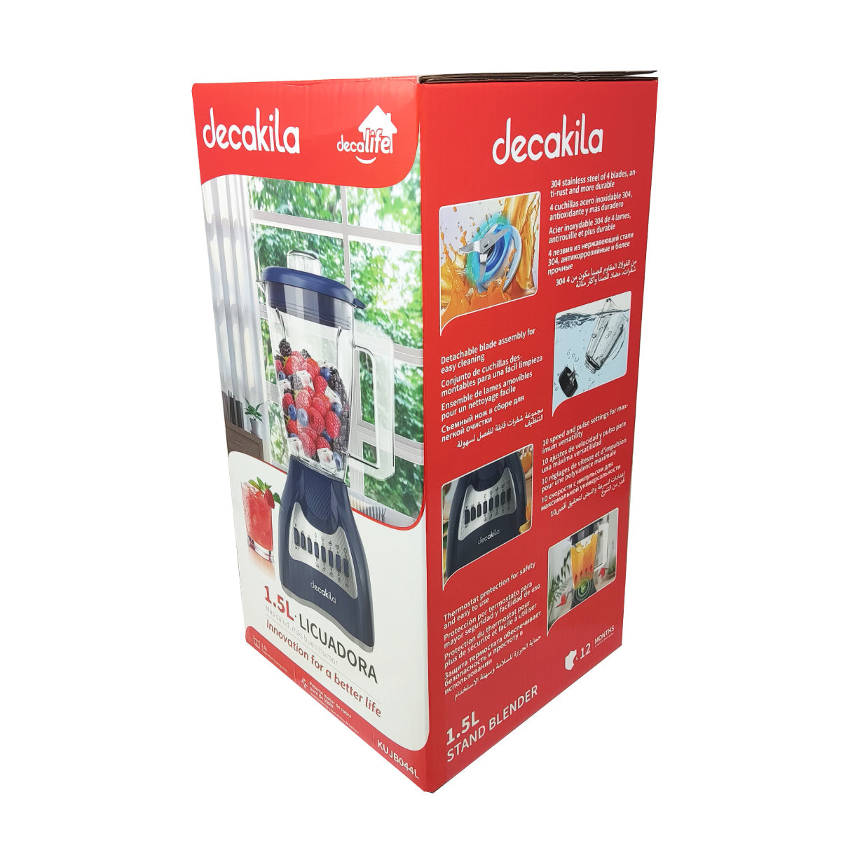 Licuadora 10 Velocidades Vaso Plástico Azul Decakila KUJB044L