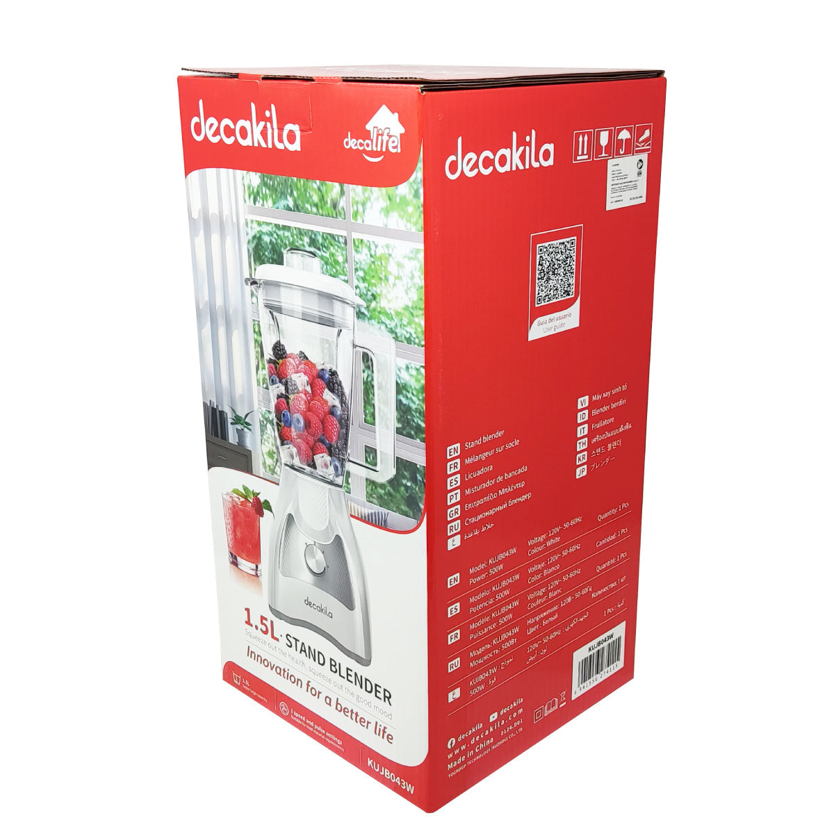 Licuadora 2 Velocidades + Pulso Vaso de Plástico Blanca Decakila KUJB043W