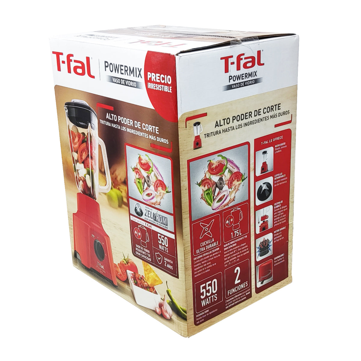 Licuadora 2 Velocidades Vaso De Vidrio Powermix Roja T-fal LN2835MX (Paquete con 3 Piezas)