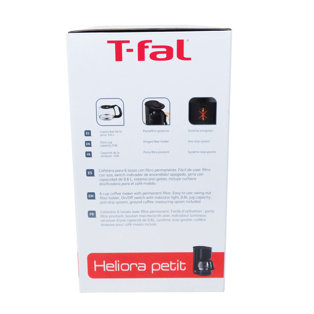 Cafetera de Goteo 4 Tazas Heliora Petit T-fal CM3218MX (Caja de 6 Piezas)