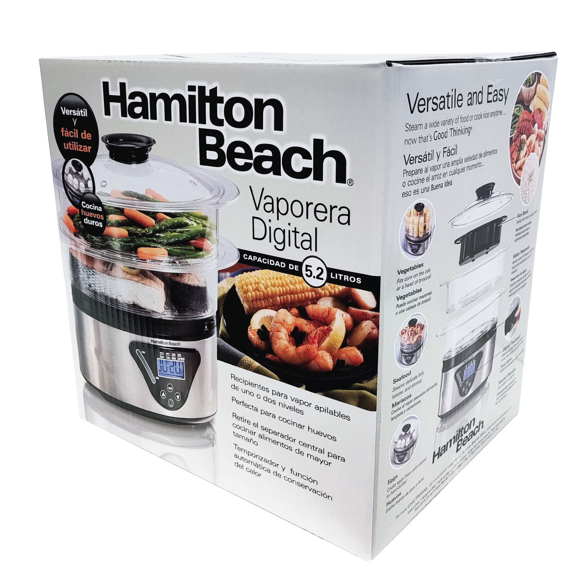 Vaporera de Alimentos 2 Niveles Panel Digital Hamilton Beach 37530