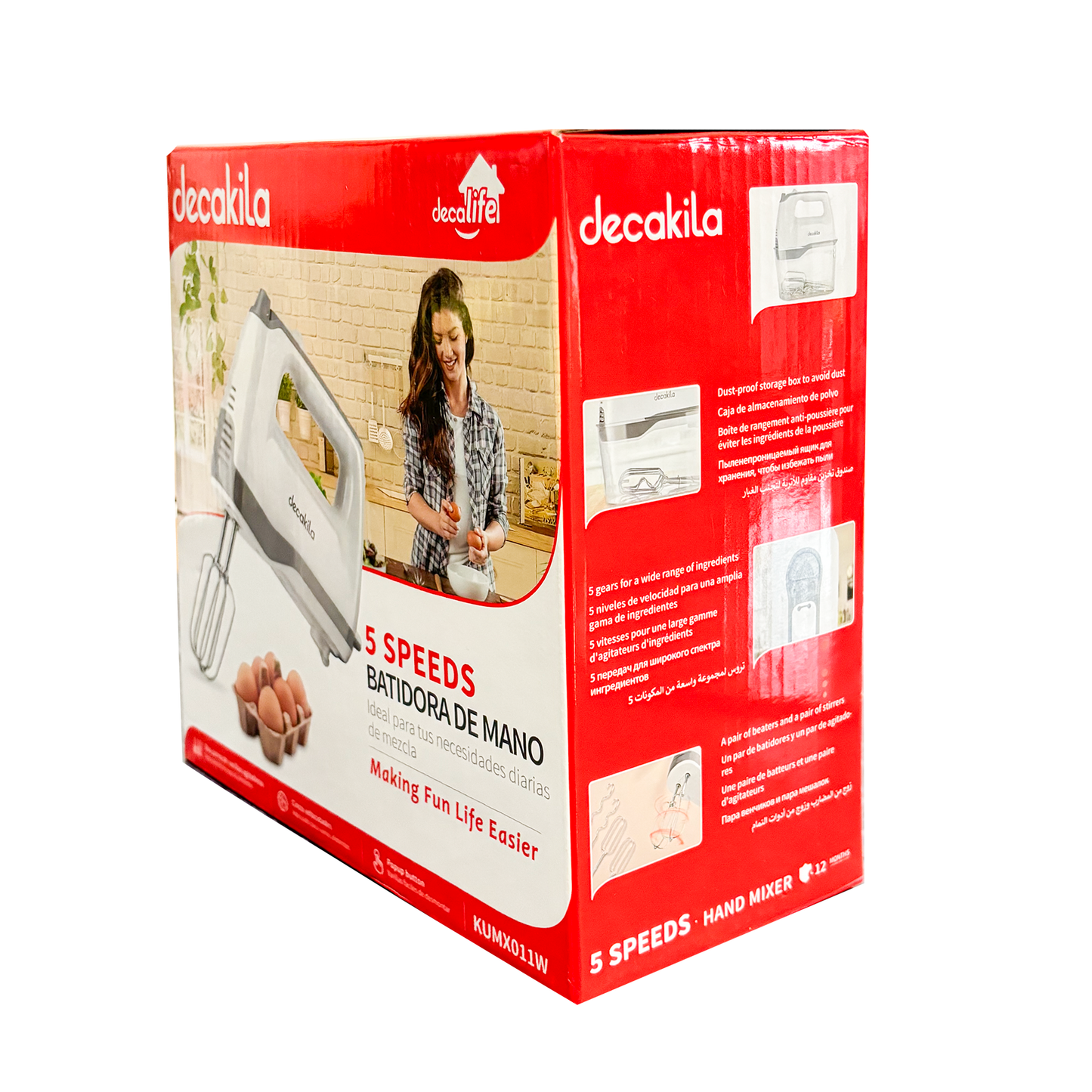 Batidora de Mano 5 Velocidades 200 W Blanca Decakila KUMX011W (Caja de 12 Piezas)
