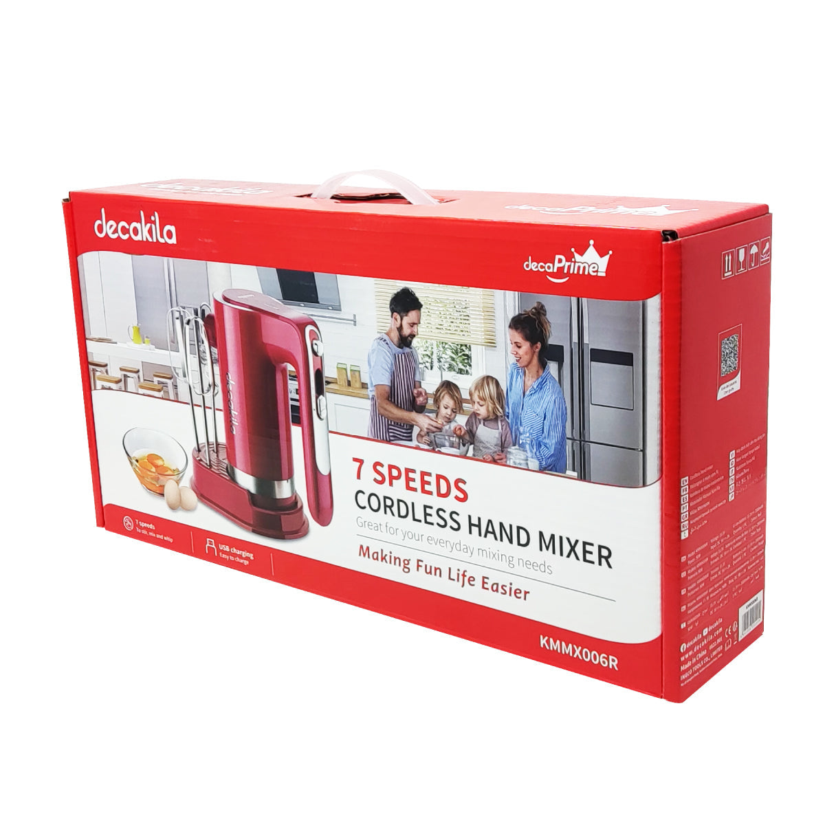 Batidora de Mano 7 Velocidades con Accesorios Inalámbrica Roja Decakila KMMX006R