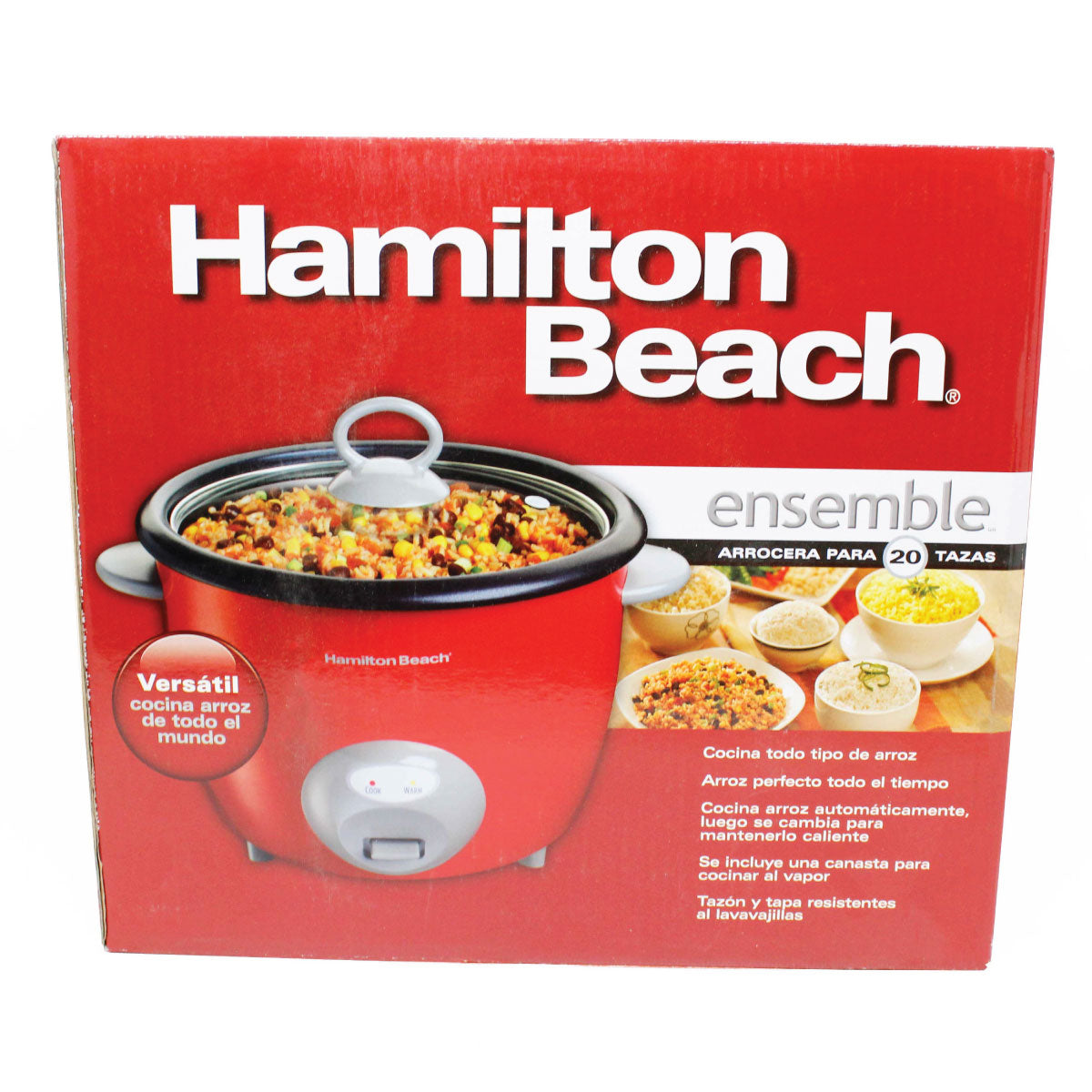 Arrocera Eléctrica de 20 Tazas con Accesorios Roja Hamilton Beach 37538