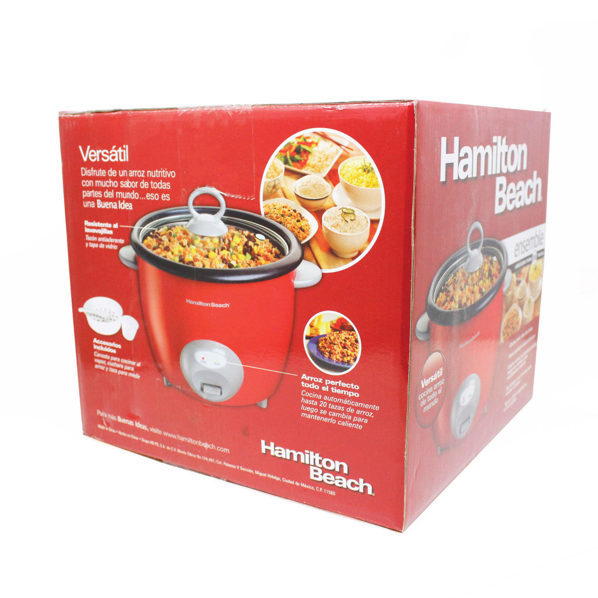 Arrocera Eléctrica de 20 Tazas con Accesorios Roja Hamilton Beach 37538