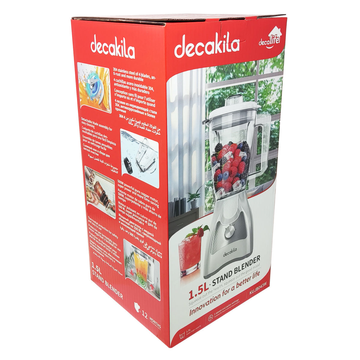 Licuadora 2 Velocidades + Pulso Vaso de Plástico Blanca Decakila KUJB043W