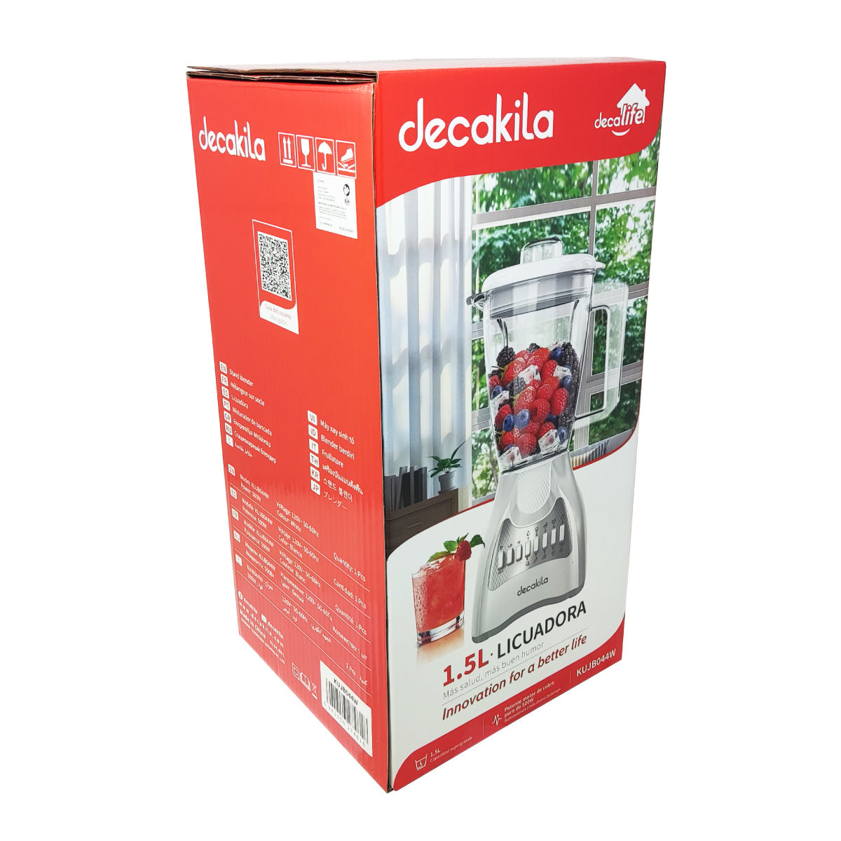Licuadora 10 Velocidades Vaso Plástico Blanca Decakila KUJB044W (Caja de 4 Piezas)