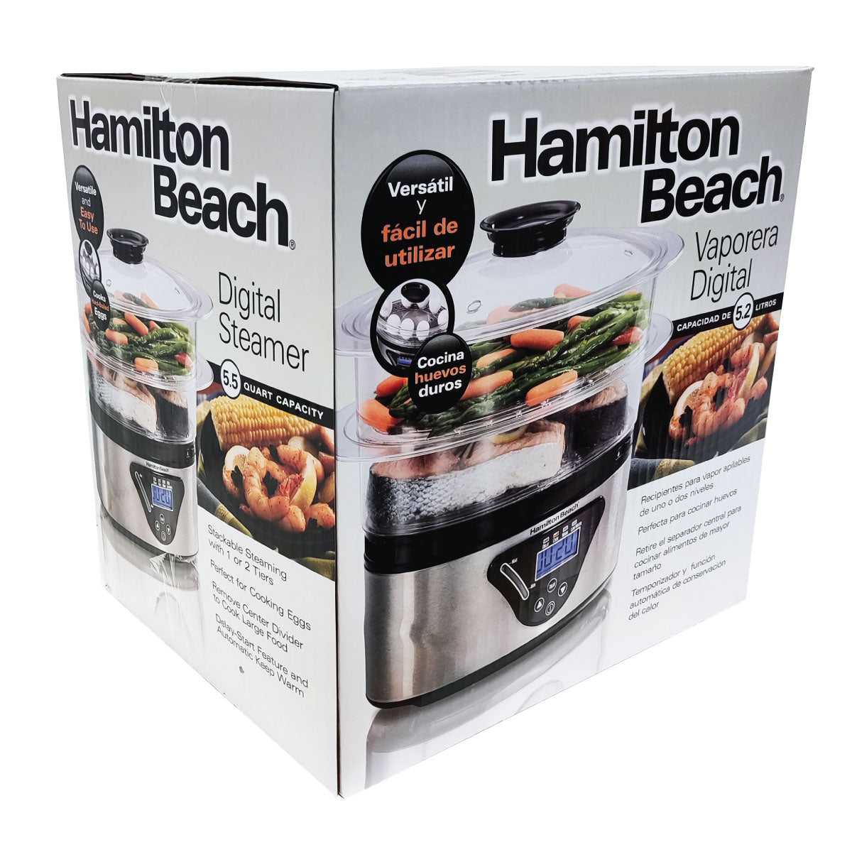 Vaporera de Alimentos 2 Niveles Panel Digital Hamilton Beach 37530