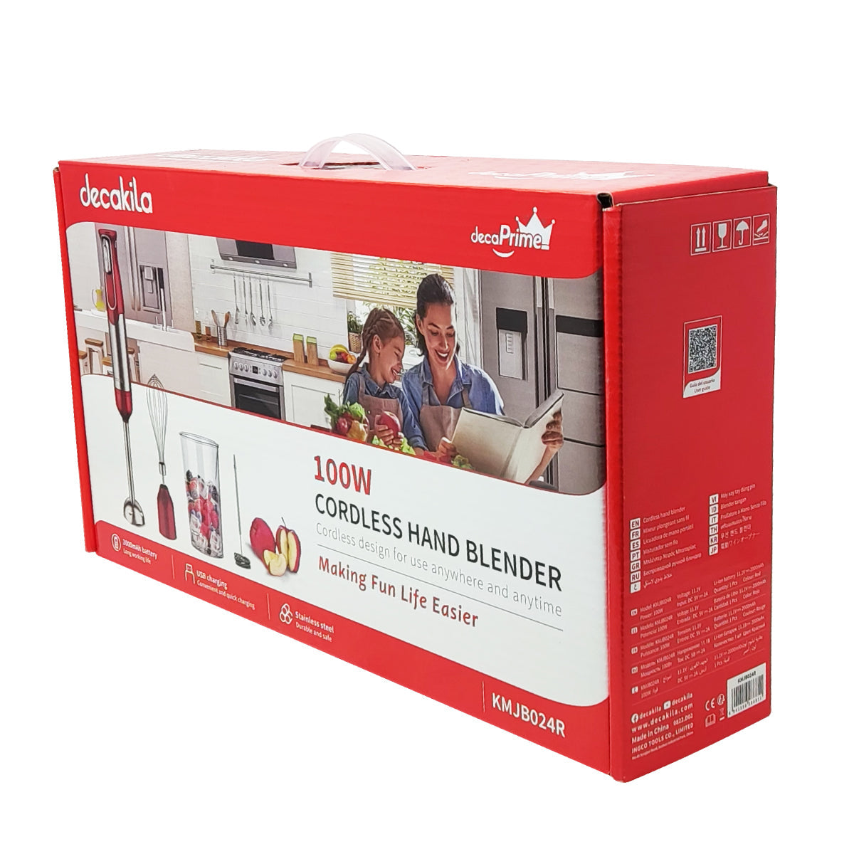 Batidora de Inmersión Inálambrica con Accesorios 4 en 1 Rojo Decakila KMJB024R (Paquete con 6 Piezas)