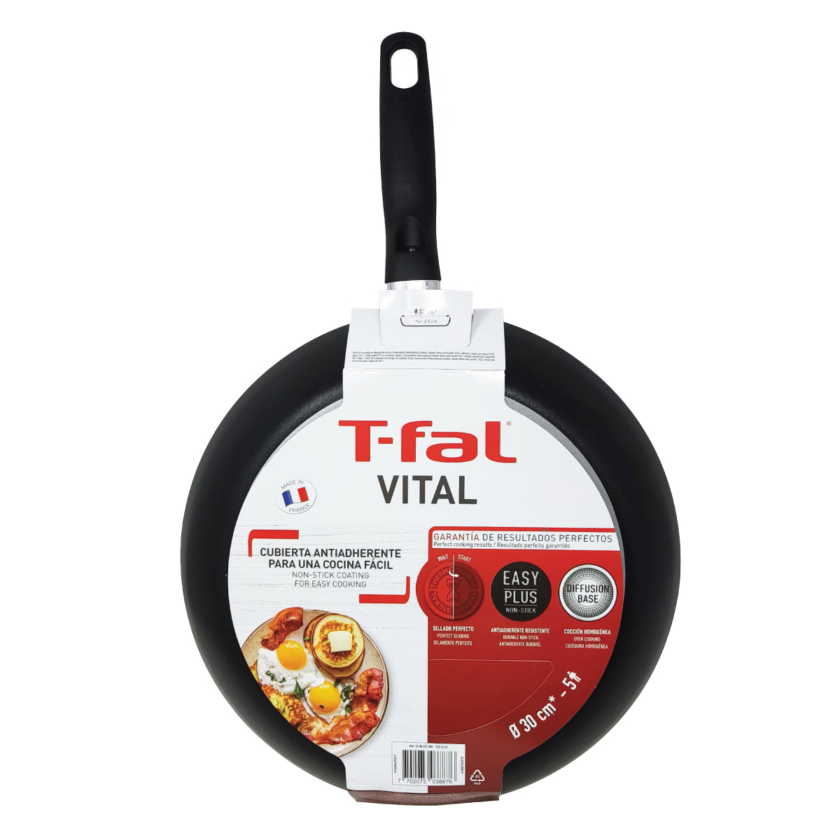 Sartén 30 Cm con Antiadherente Easy Plus Vital Negro T-fal 0388700