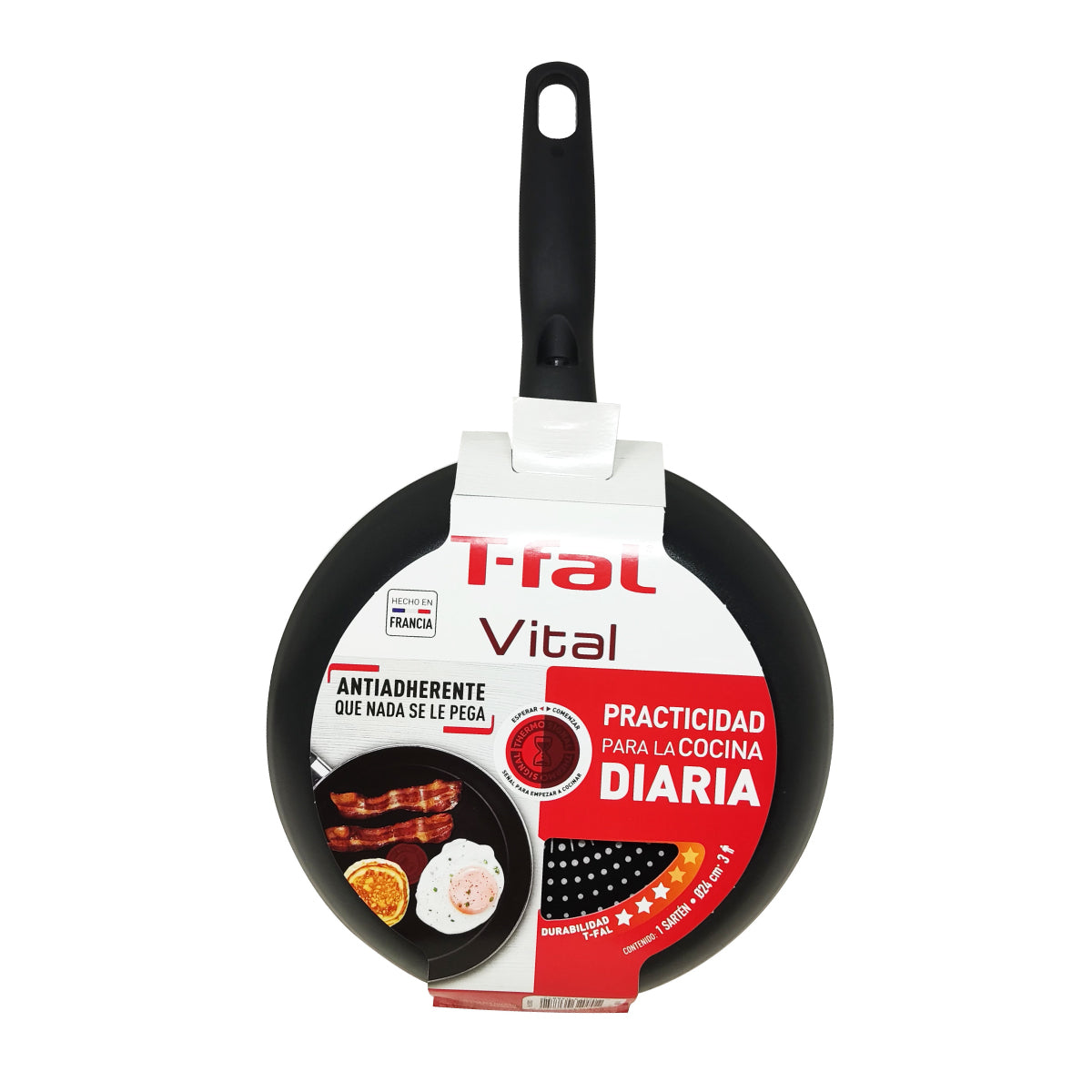 Sartén 24 Cm con Antiadherente Easy Plus Vital Negro T-fal 0388500
