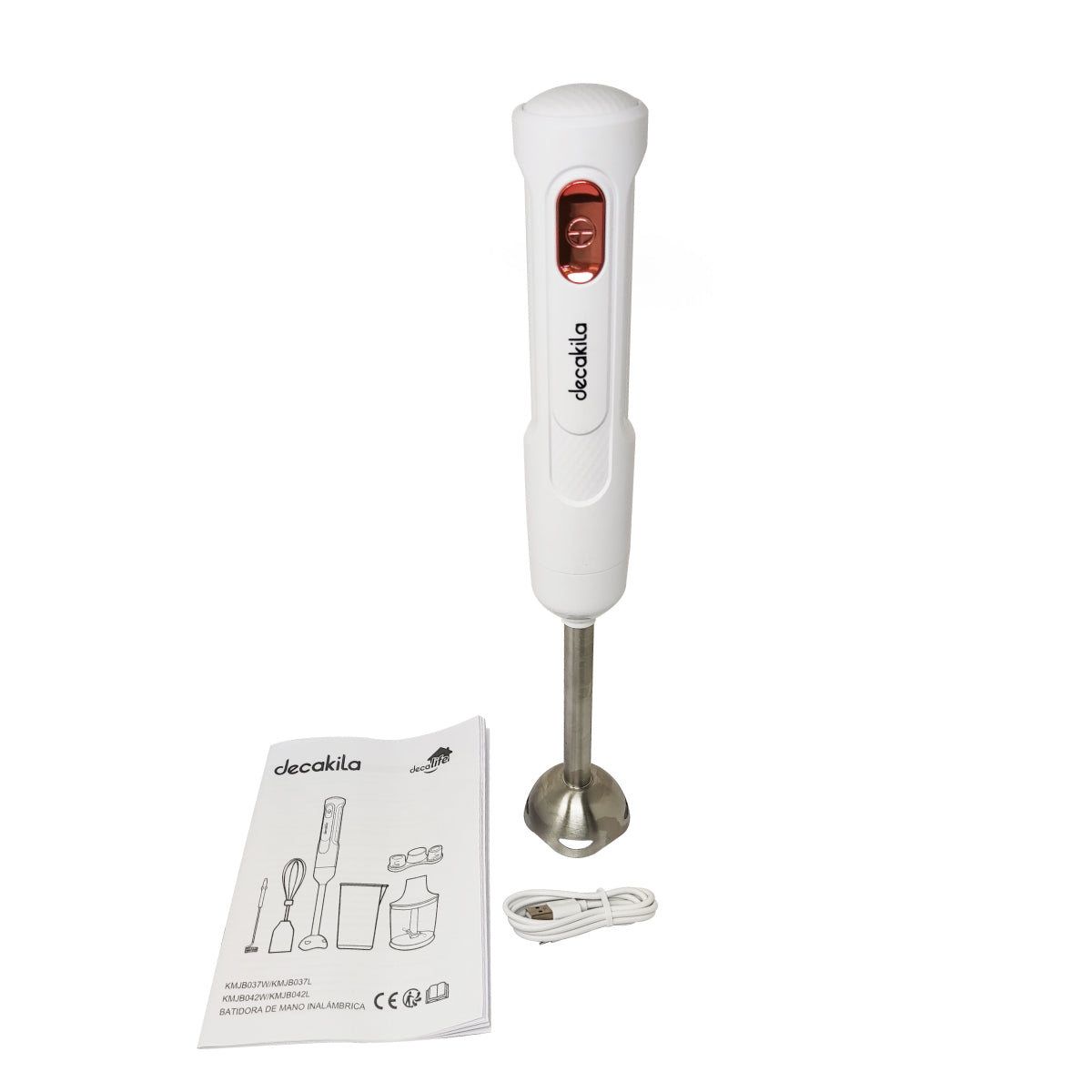 Batidora de Inmersión Blanca 1 Velocidad Inalámbrica Decakila KMJB037W (Caja con 8 Piezas)