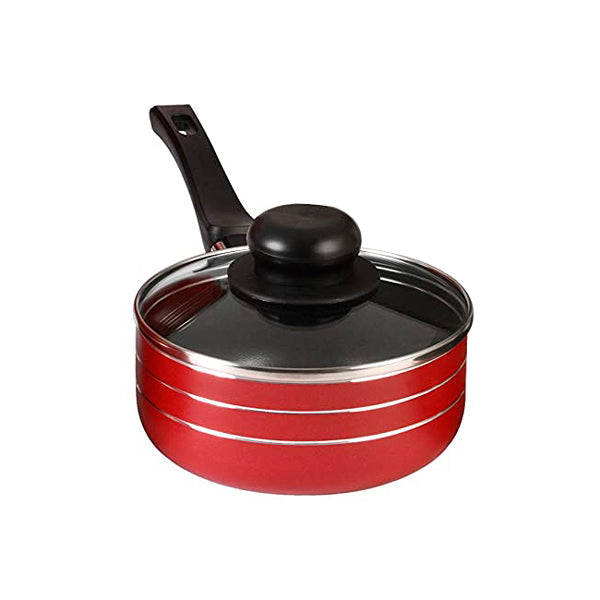 Cazo 16 Cm Antiadherente con Tapa de Vidrio Rojo Lamex 6630-9