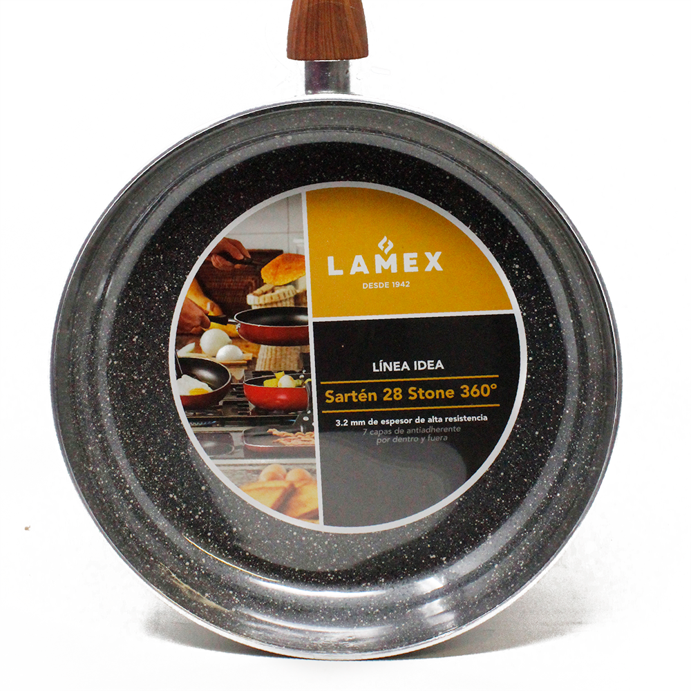 Sartén 28 cm Antiadherente Stone 360° Mango Tipo Madera Lamex 6646-0