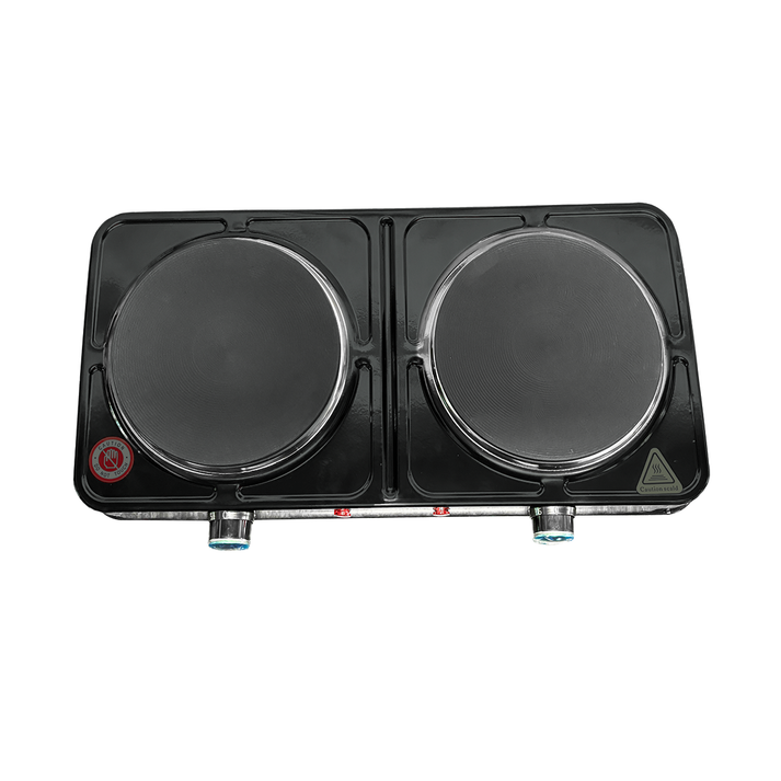 Parrilla Eléctrica de Plato Doble Quemador con Regulador de Temperatura Negro Decakila KUCC005B