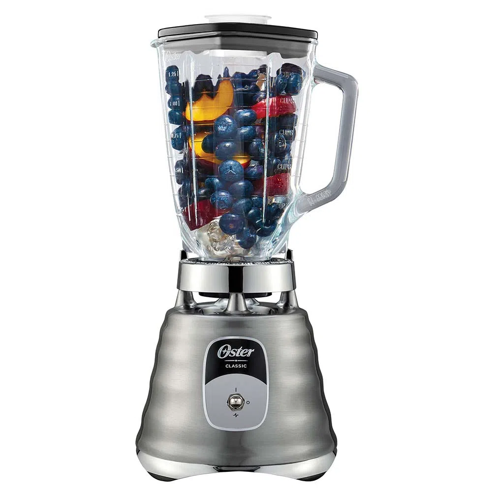 Licuadora 1 Velocidad + Pulso Vaso de Vidrio Clásica Cromo Oster BLST4127 (2114112)