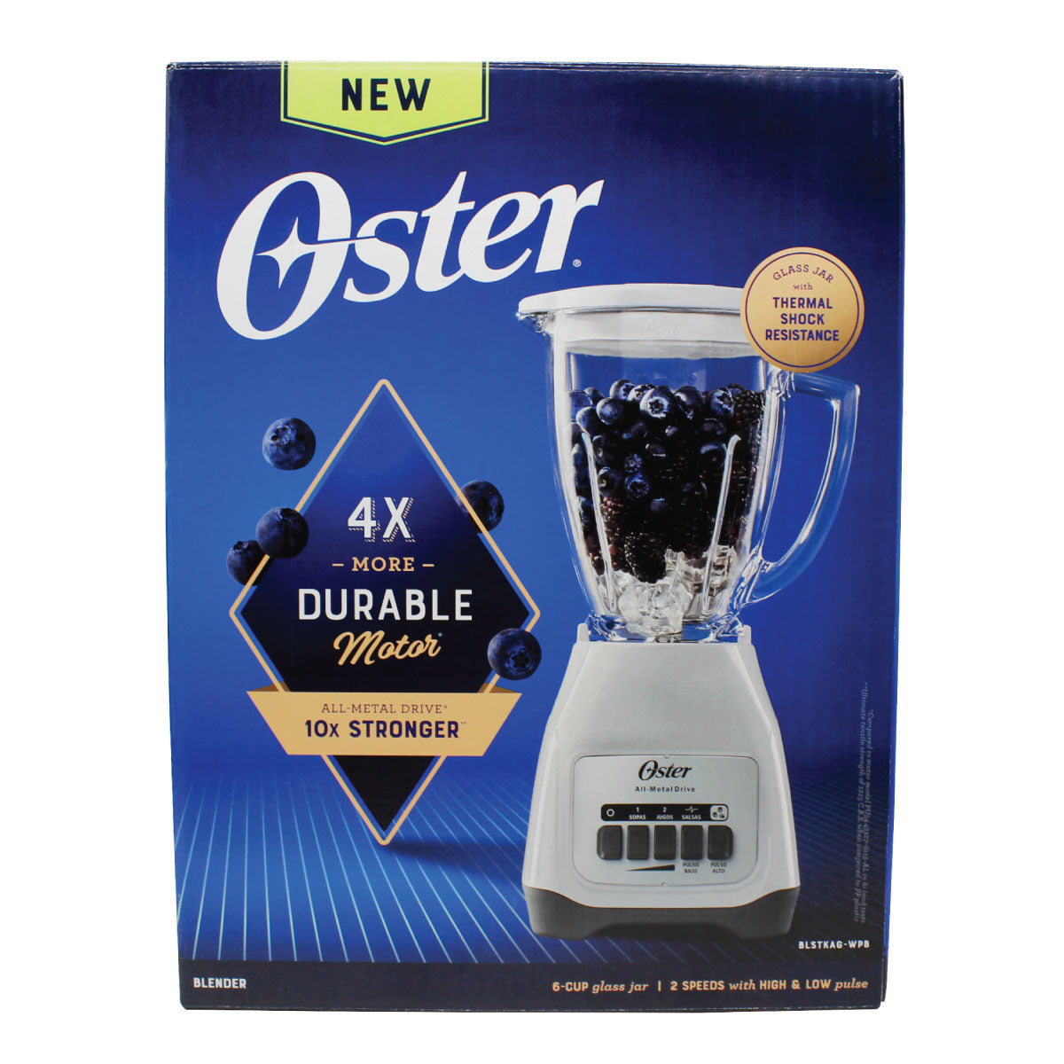 Licuadora 2 Velocidades + 2 Pulso Vaso de Vidrio Blanca Oster BLSTAG-WPB-013 (2110246)