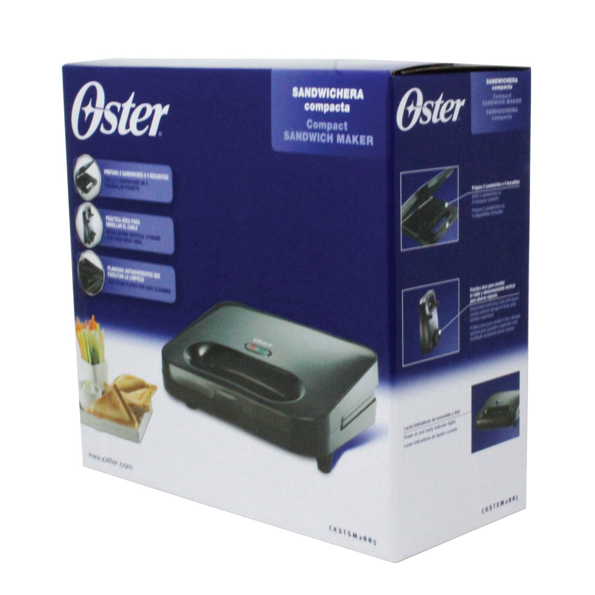 Sandwichera Compacta 2 Rebanadas Negra Oster CKSTSM2885-013