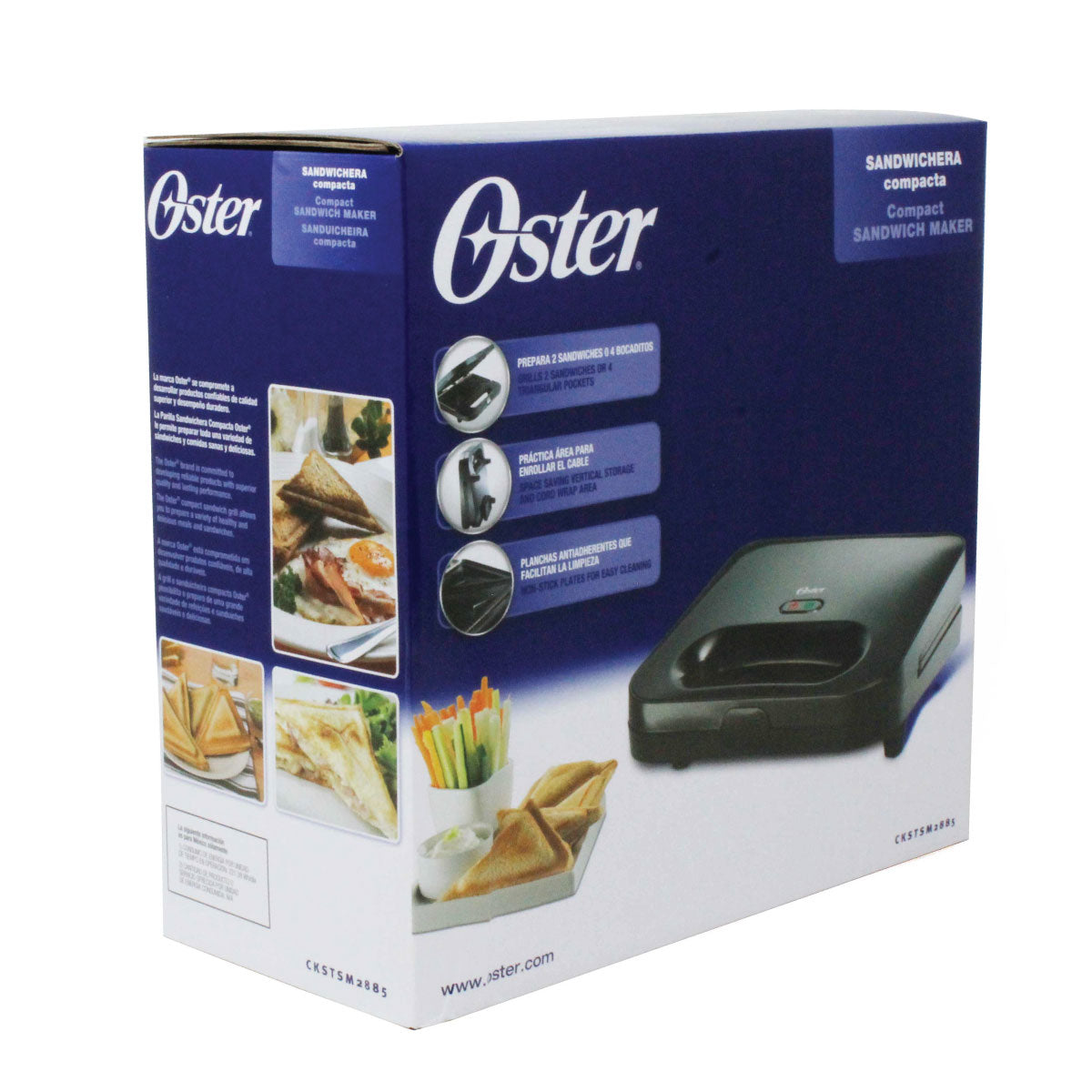 Sandwichera Compacta 2 Rebanadas Negra Oster CKSTSM2885-013