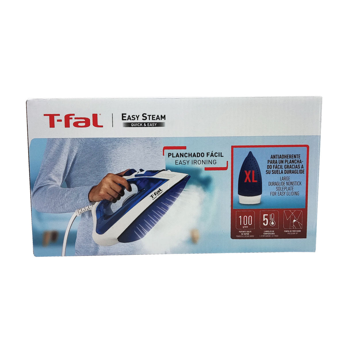 Plancha de Vapor Suela de Cerámica Easy Steam Azul T-Fal FV1942X0