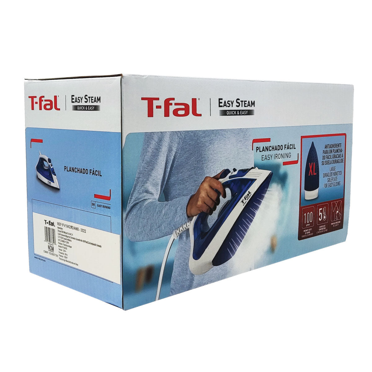 Plancha de Vapor Suela de Cerámica Easy Steam Azul T-Fal FV1942X0