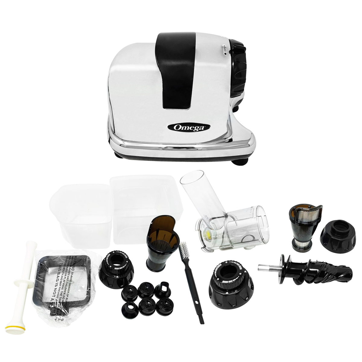 Extractor de Jugo Prensa Fría Centro de Nutrición Cromado Omega J8006HDC