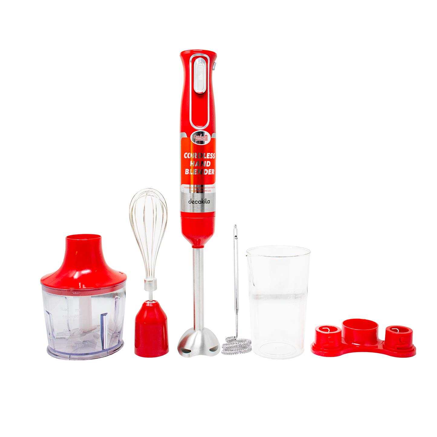 Batidora de inmersión 5 en 1 Inalámbrica Roja Decakila KMJB021R (Caja con 6 Piezas)
