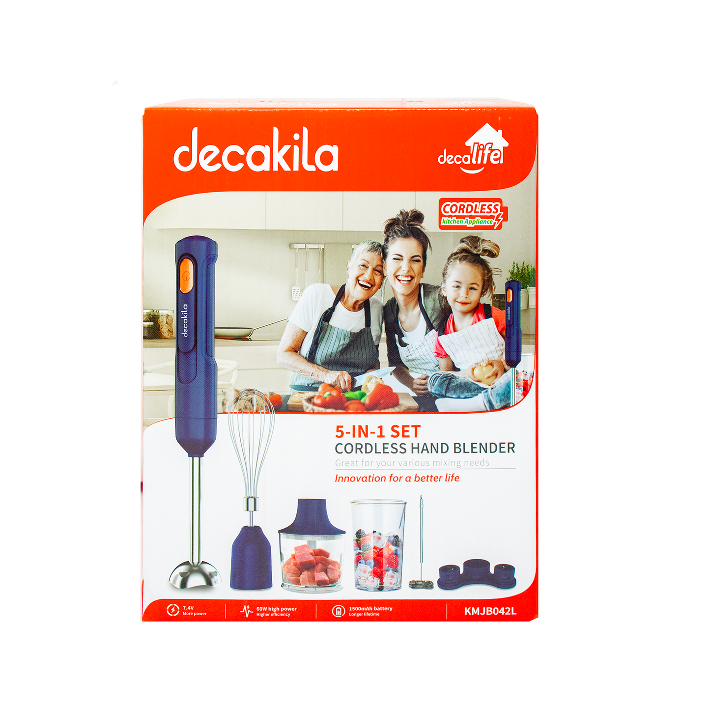 Batidora de Inmersion 5 en 1 Inalambrica Azul Decakila KMJB042L