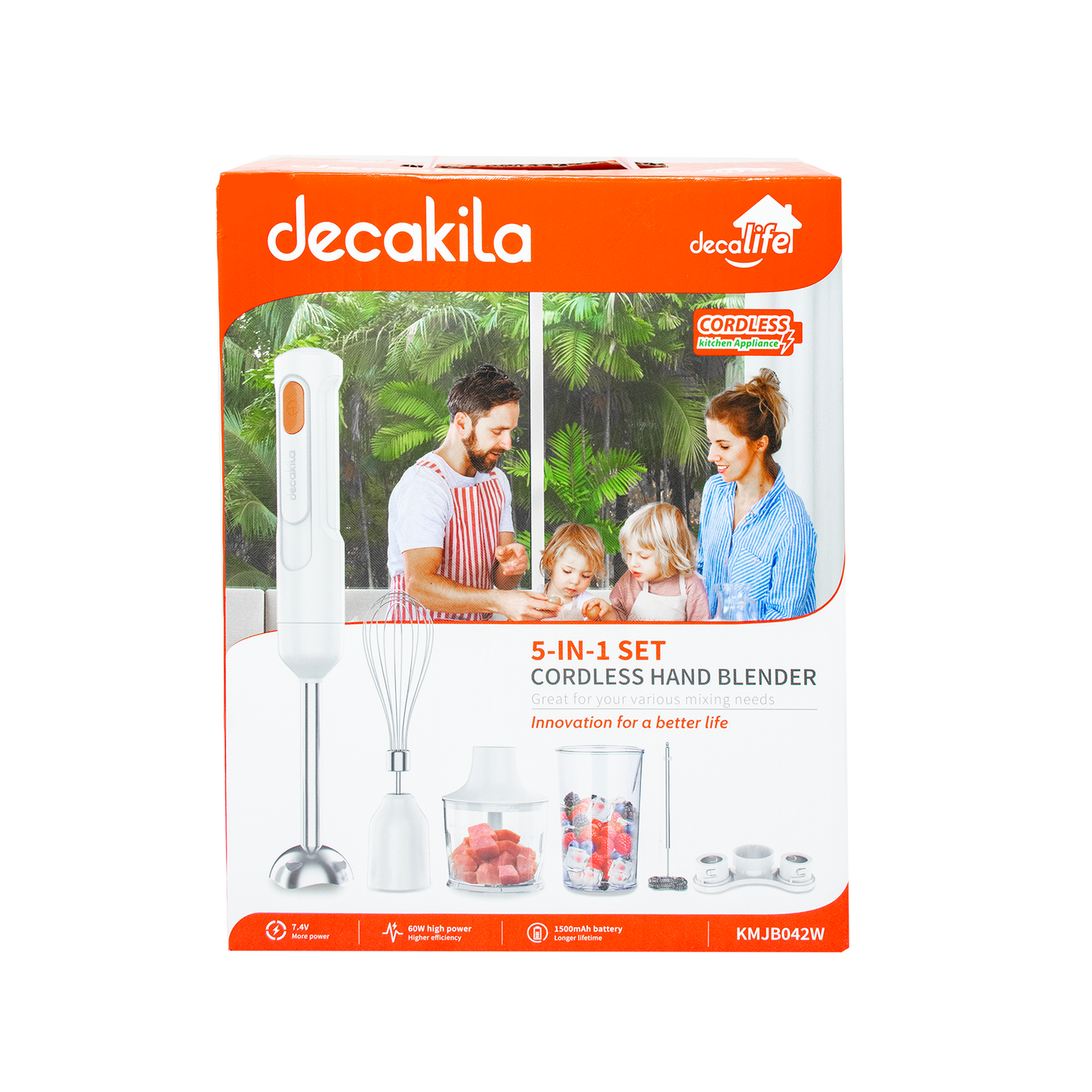 Batidora de Inmersion 5 en 1 Inalambrica Blanca Decakila KMJB042W