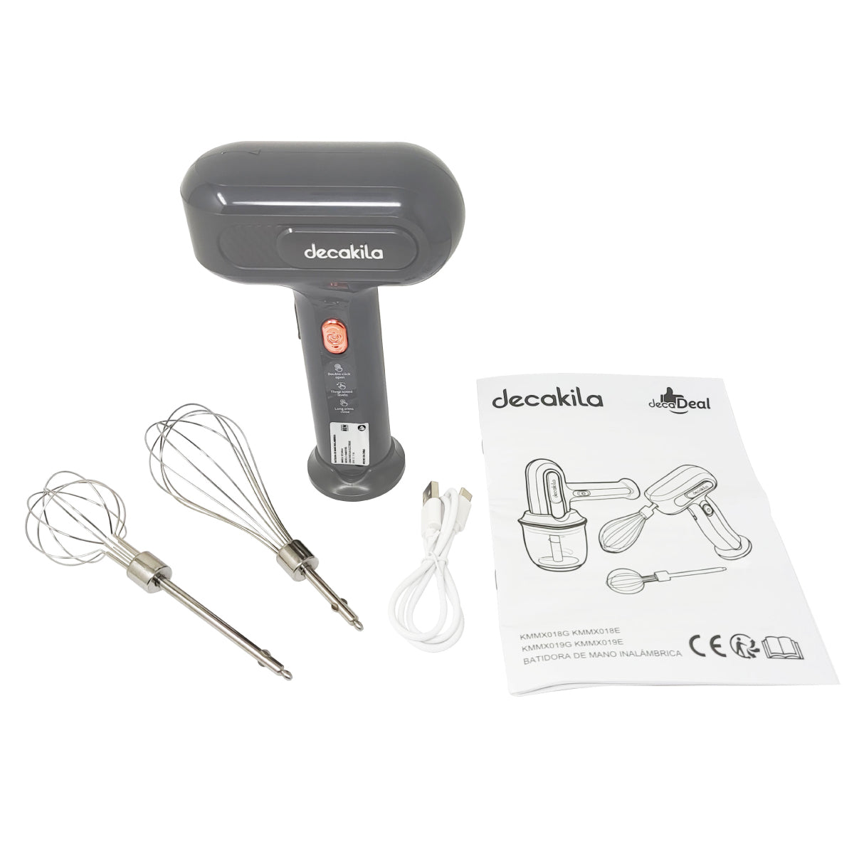 Batidora de Mano 3 Velocidades con Procesador Inalámbrica Negro Decakila KMMX019G