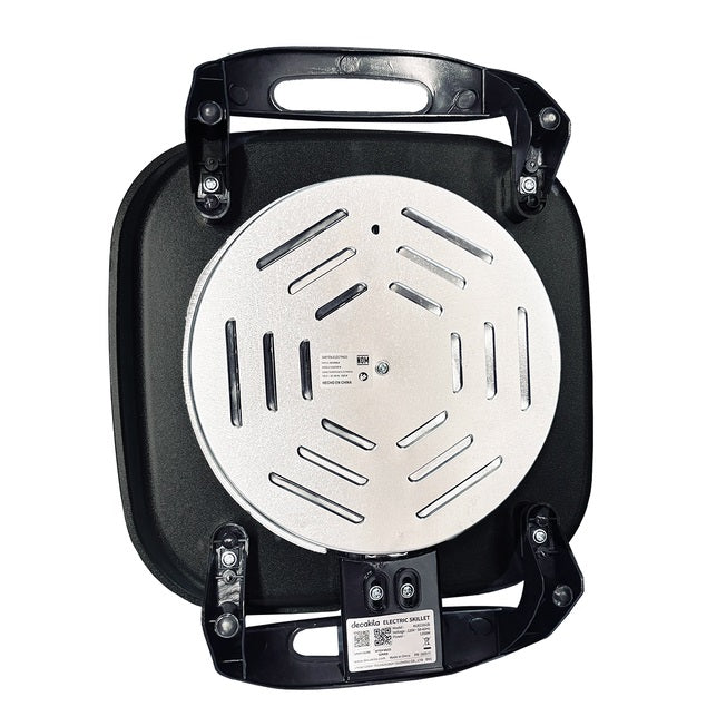 Sartén Eléctrico de 30 X 30 cm con Antiadherente y Tapa de Vidrio Negro Decakila KUEC051B