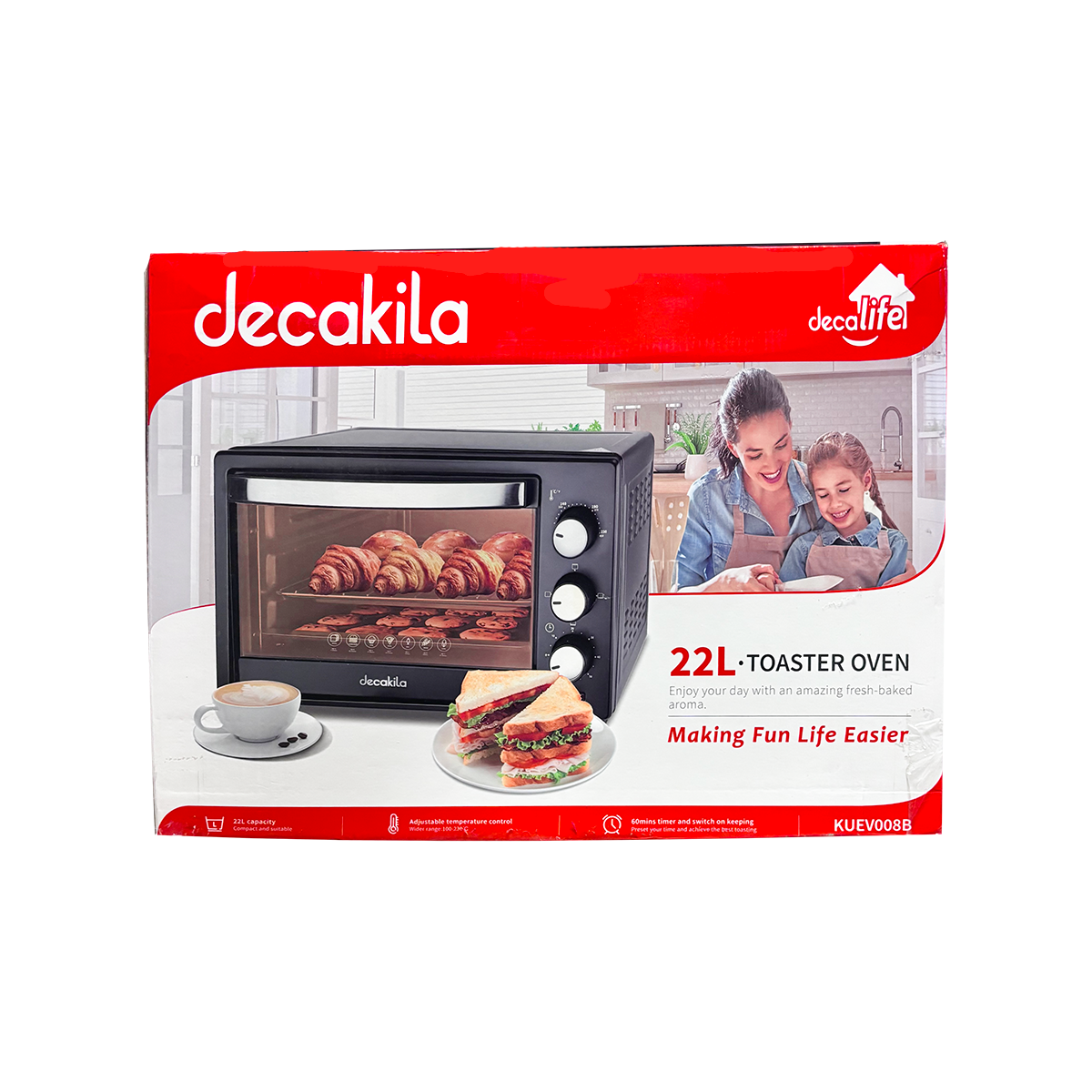 Horno Tostador Eléctrico 22 L Negro Decakila KUEV008B