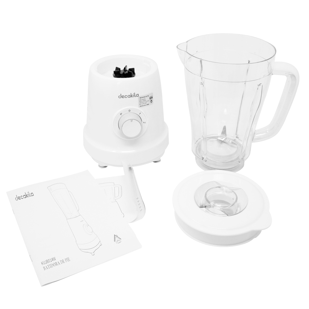 Licuadora 2 Velocidades + Pulso Vaso de Plástico 500 W Blanca Decakila KUJB014W (Caja de 4 Piezas)