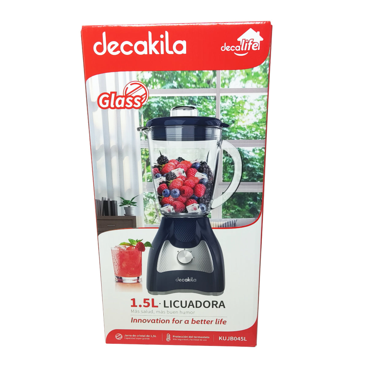 Licuadora 2 Velocidades Vaso Vidrio Azul Decakila KUJB045L
