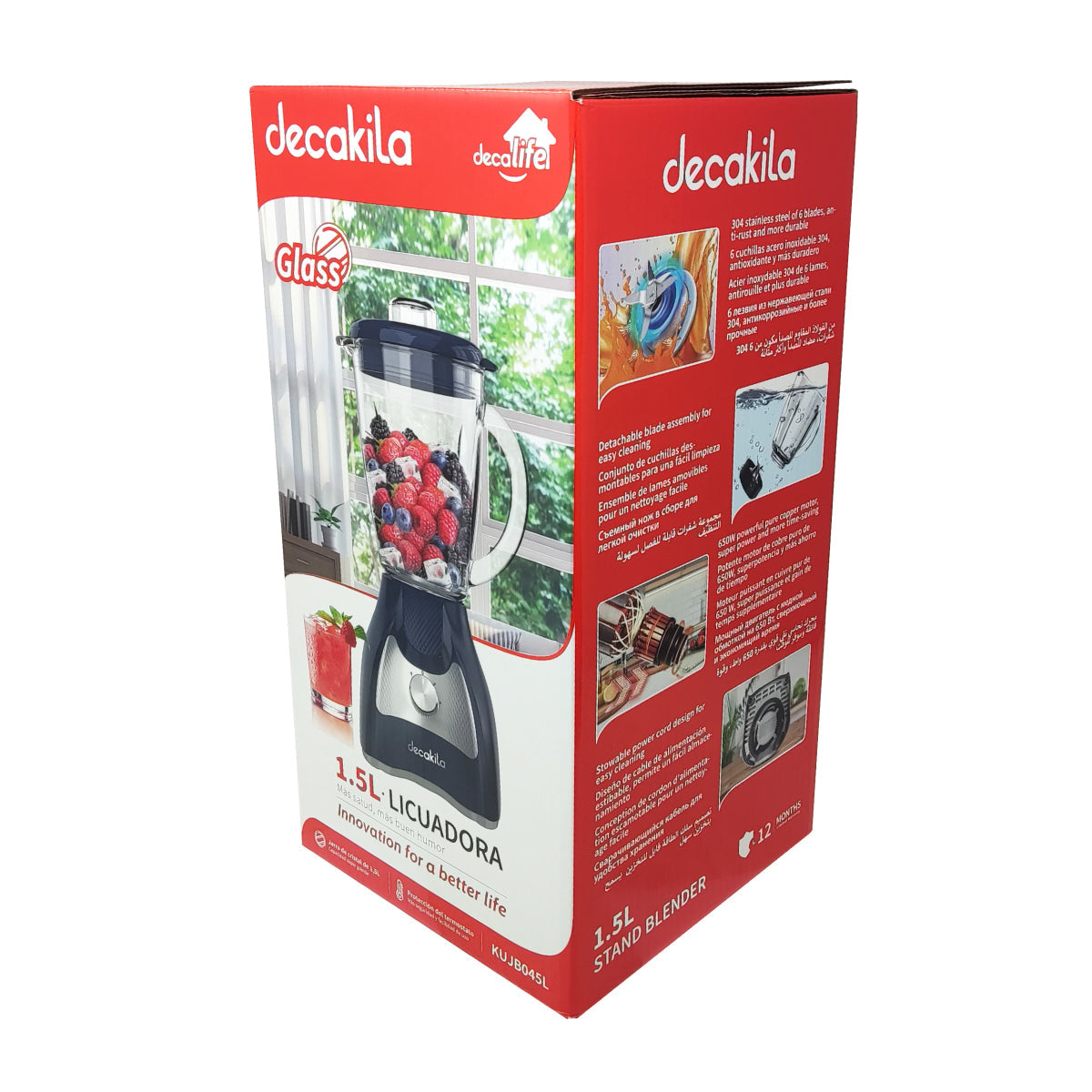 Licuadora 2 Velocidades Vaso Vidrio Azul Decakila KUJB045L