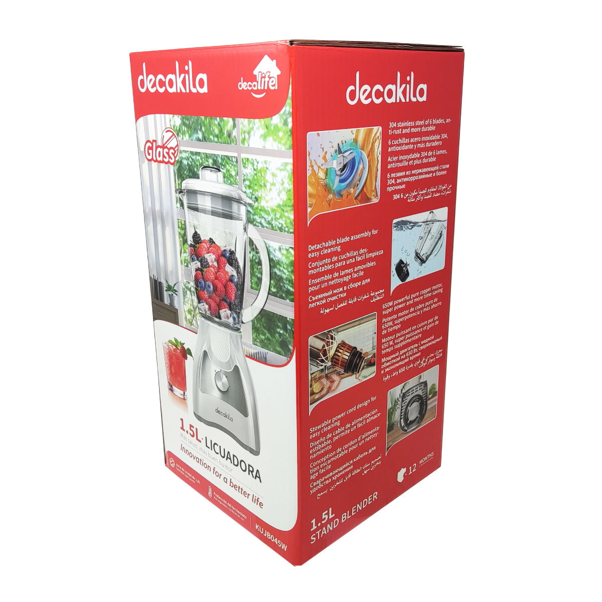 Licuadora 2 Velocidades Vaso Vidrio Blanco Decakila KUJB045W