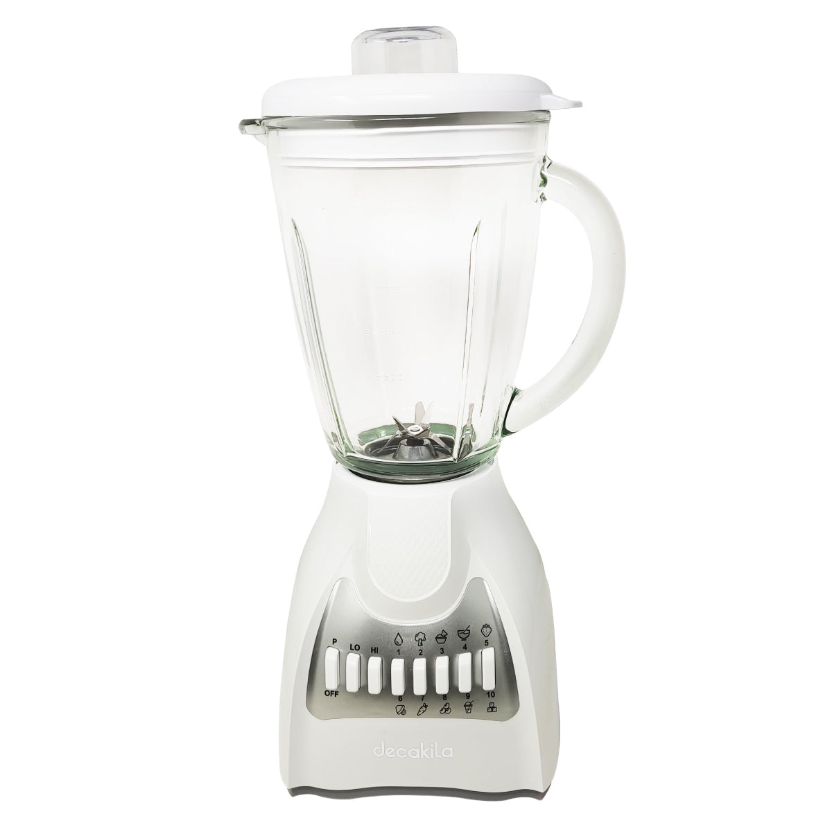 Licuadora 10 Velocidades Vaso Vidrio Blanca Decakila KUJB046W (Caja con 4 Piezas)