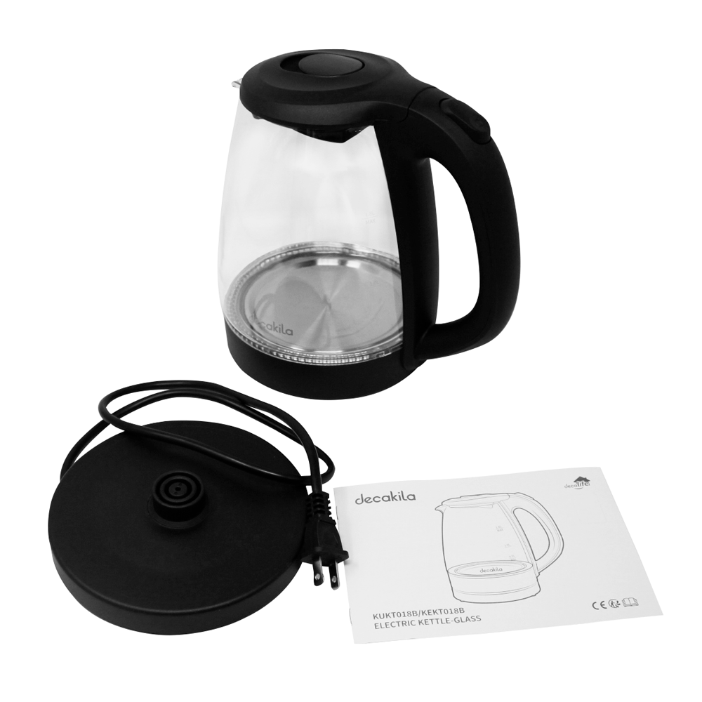 Hervidor Eléctrico 1.8 L Jarra de Vidrio Decakila KUKT018B