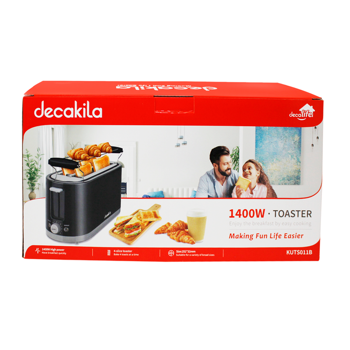 Tostador Multifunción 4 Rebanadas 1400 W Negro Decakila KUTS011B (Paquete con 6 piezas)