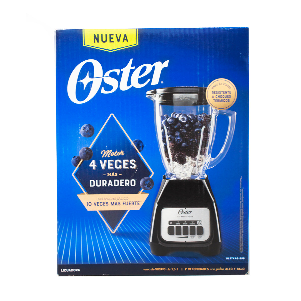 Licuadora 2 Velocidades + 2 Pulso Vaso de Vidrio Negra Oster BLSTKAG-BPB-013 (2110244)